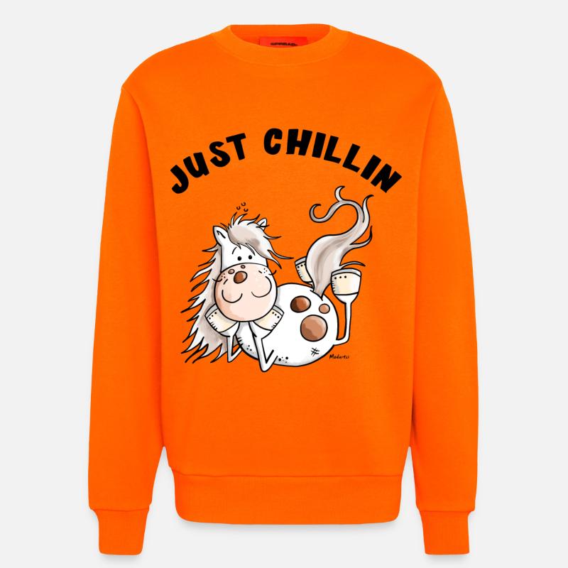 Chillendes Pferd - Comic - Pferde - Geschenk - Sweatshirt - made by SPREAD  - SUNSET ORANGE