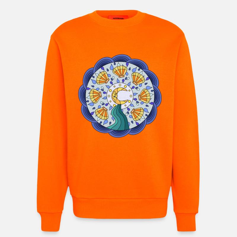Mondsonnen-Mandala mit Wellenkranz - Sweatshirt - made by SPREAD  - SUNSET ORANGE