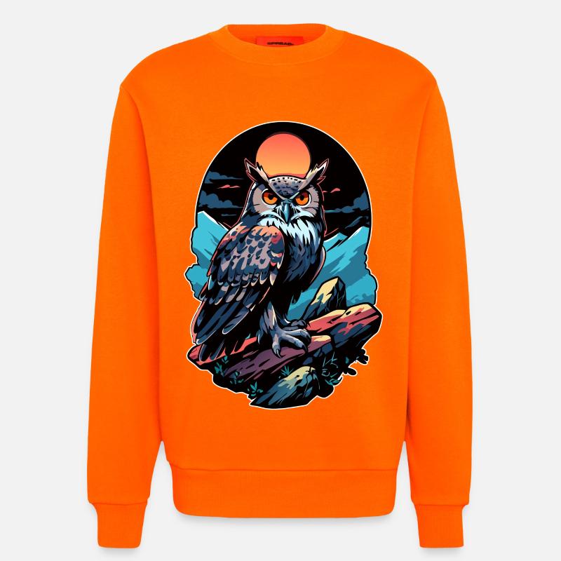 Großer Eule Uhu bei Mondschein - Sweatshirt - made by SPREAD  - SUNSET ORANGE