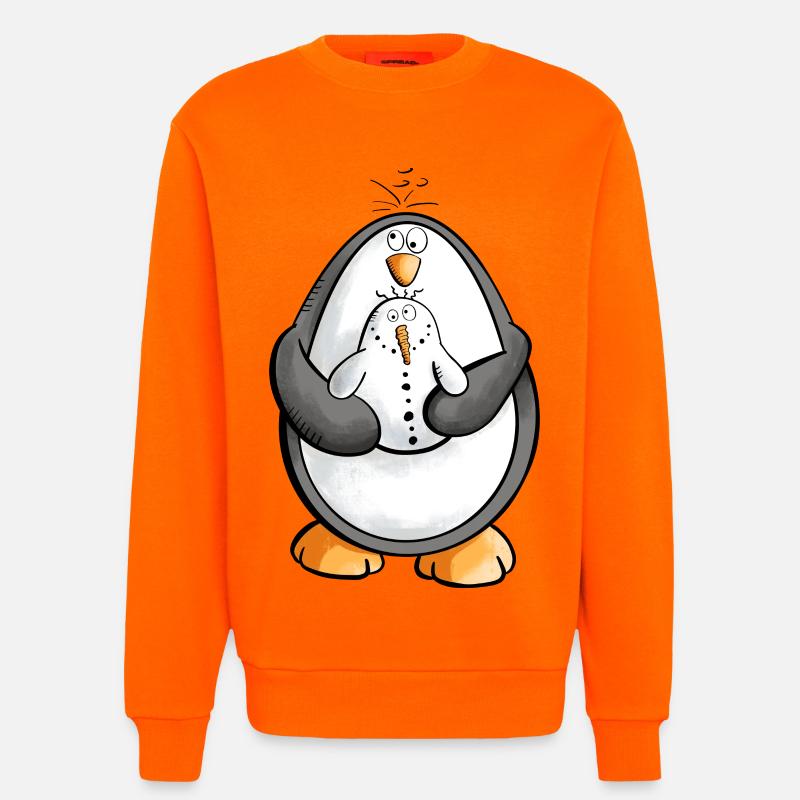 Pinguin und Schneemann sind beste Freunde - Sweatshirt - made by SPREAD  - SUNSET ORANGE