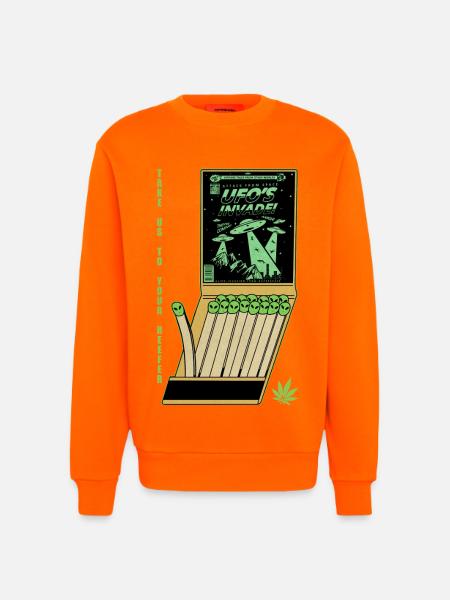 UFO Invasion Vintage Poster Design - Sweatshirt - made by SPREAD  - SUNSET ORANGE