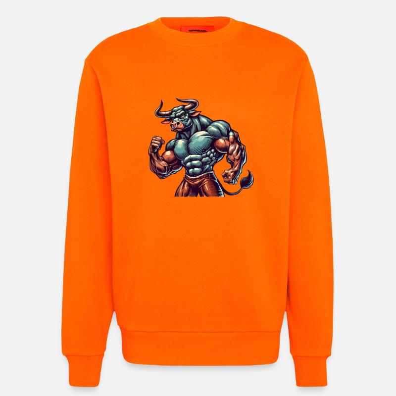 Taurus Bodybuilder - Sweatshirt - made by SPREAD  - SUNSET ORANGE