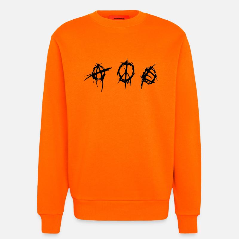 anarchy_peace_equality - Sweatshirt - made by SPREAD  - SUNSET ORANGE