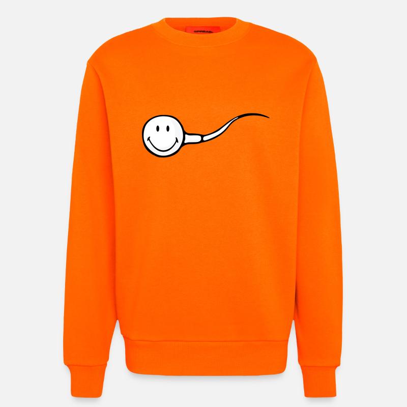 Smiley sæd - Organic relaxed trøje med crewneck made in EU - SUNSET ORANGE
