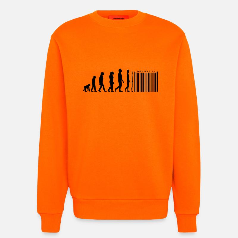 Evolution barcode - Sweatshirt - made by SPREAD  - SUNSET ORANGE