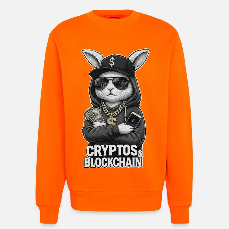 CryptoRabbit: Blockchain Hustle T-Shirt - Sweatshirt - made by SPREAD  - SUNSET ORANGE