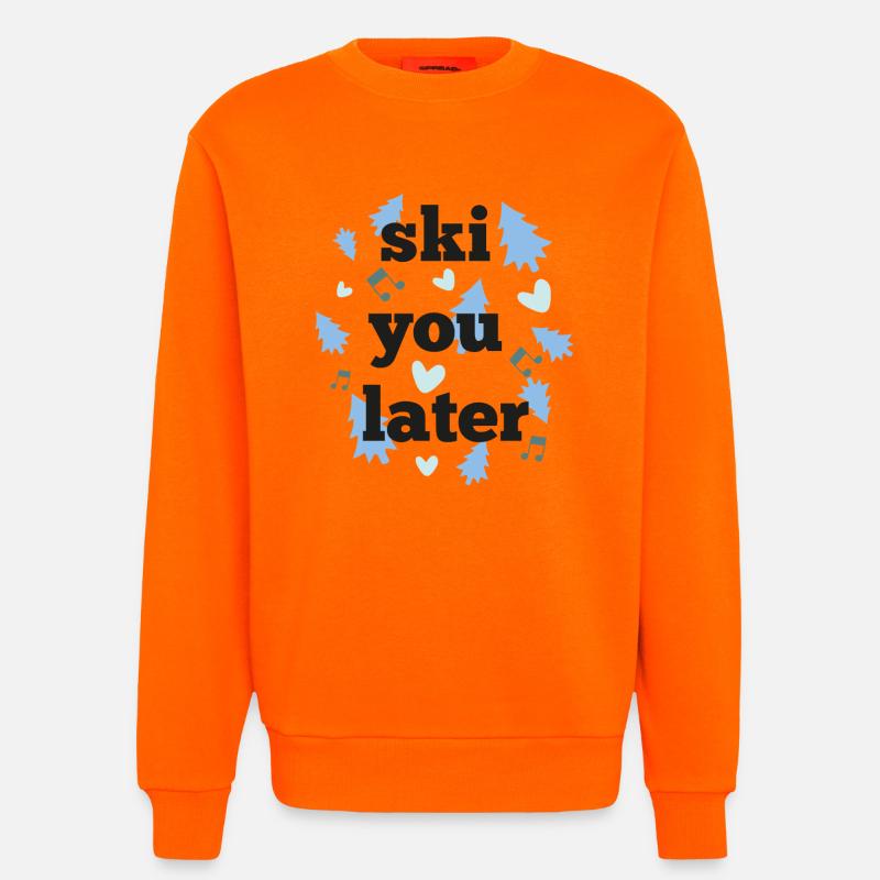 Ski plus tard - Sweat bio décontracté fabriqué en UE - SUNSET ORANGE