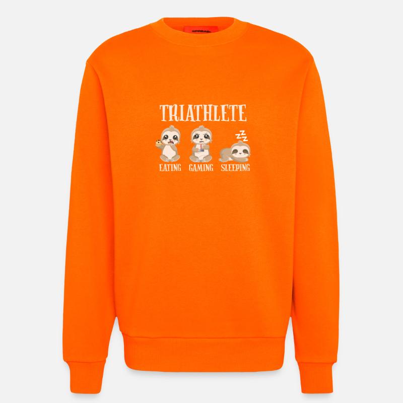 Gaming Sloth Eating Gaming Sleeping - Sweatshirt - made by SPREAD  - SUNSET ORANGE