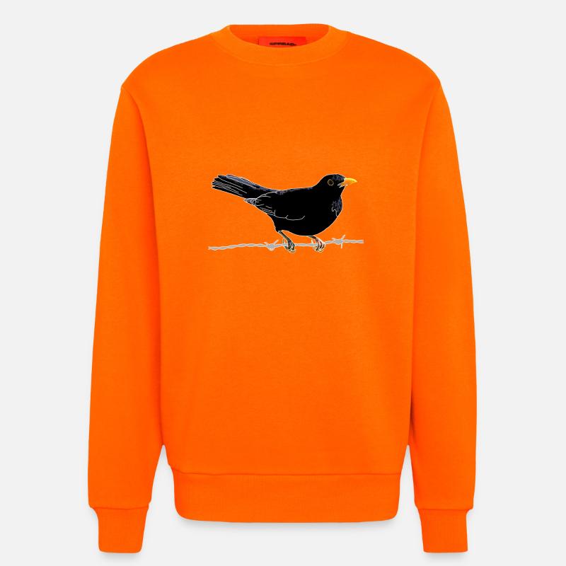 Amsel auf Stacheldraht - Sweatshirt - made by SPREAD  - SUNSET ORANGE