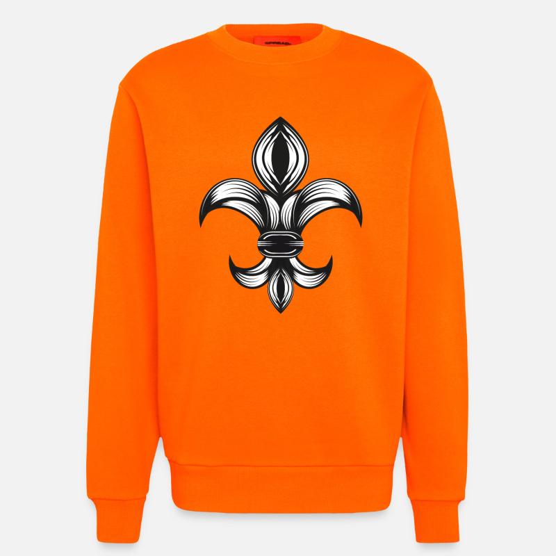 stylized iris - Fleur-de-Lys - Sweatshirt - made by SPREAD  - SUNSET ORANGE