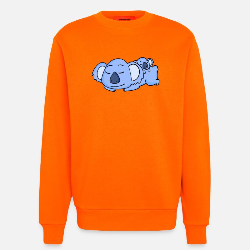 Papa Koala avec Bébé Koala - Sweat bio décontracté fabriqué en UE - SUNSET ORANGE
