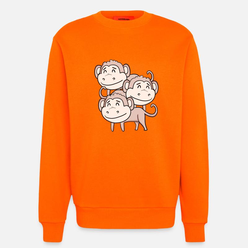 Singes mignons - Singe - Sweat bio décontracté fabriqué en UE - SUNSET ORANGE