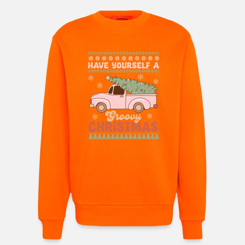Pull de Noël moche - Sweat bio décontracté fabriqué en UE - SUNSET ORANGE