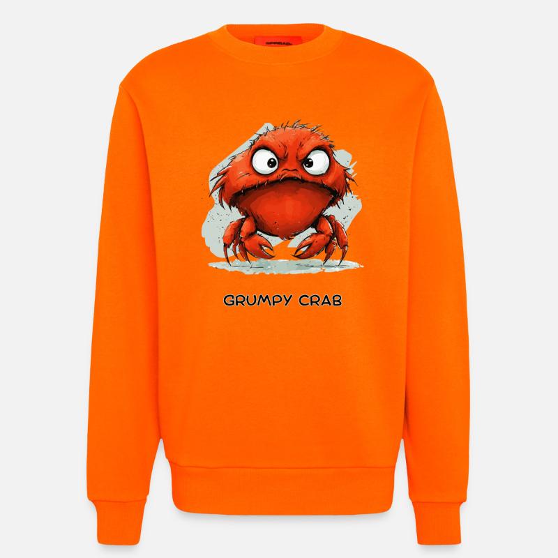 Grumpy Crab - Mürrische Cartoon Krabbe Design - Sweatshirt - made by SPREAD  - SUNSET ORANGE
