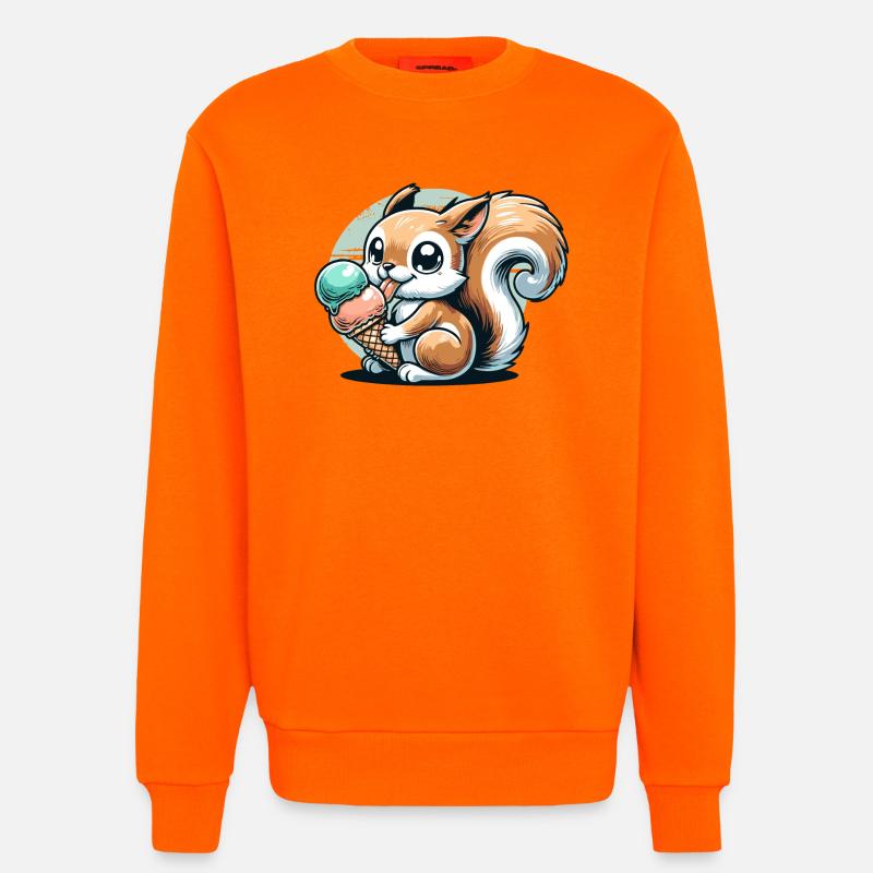 Niedliches Cartoon-Eichhörnchen mit Eiscreme - Sweatshirt - made by SPREAD  - SUNSET ORANGE
