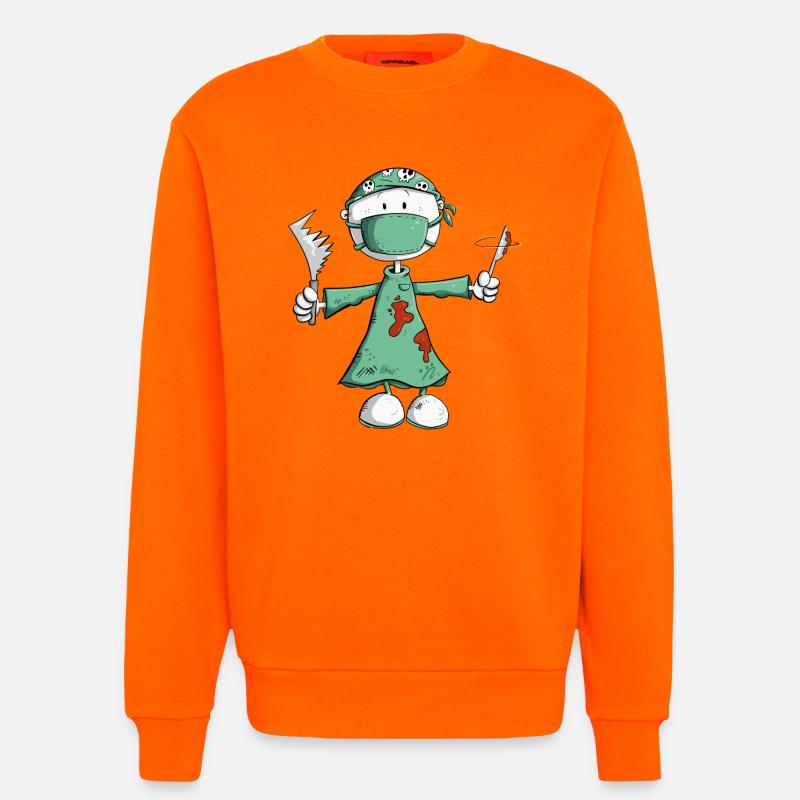 Arzt Chirurg Strichmännchen Berufe Cartoon - Sweatshirt - made by SPREAD  - SUNSET ORANGE