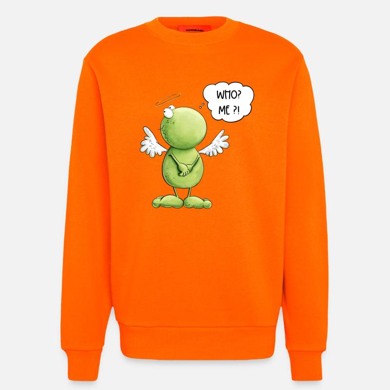 Frosch Engel Unschuld Who Me Spruch - Sweatshirt - made by SPREAD  - SUNSET ORANGE