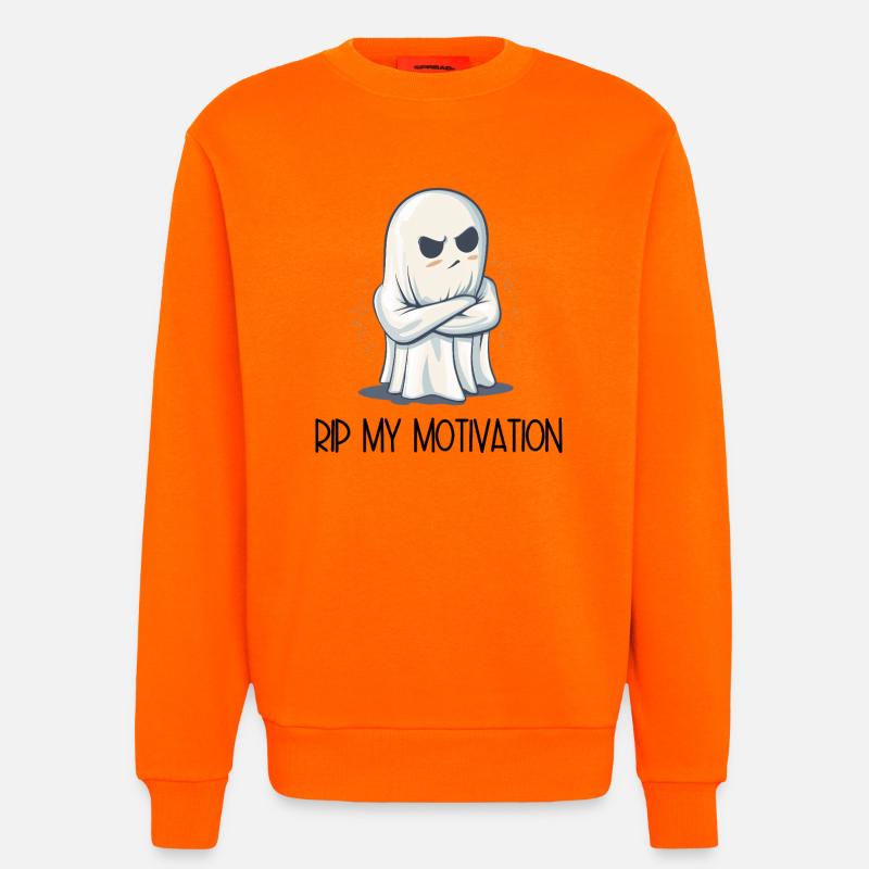 Eingeschnappter Geist – RIP MY MOTIVATION - Sweatshirt - made by SPREAD  - SUNSET ORANGE