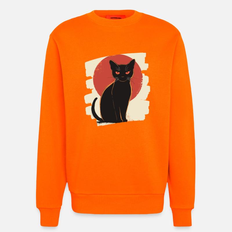 Schwarze Katze - Sweatshirt - made by SPREAD - SUNSET ORANGE