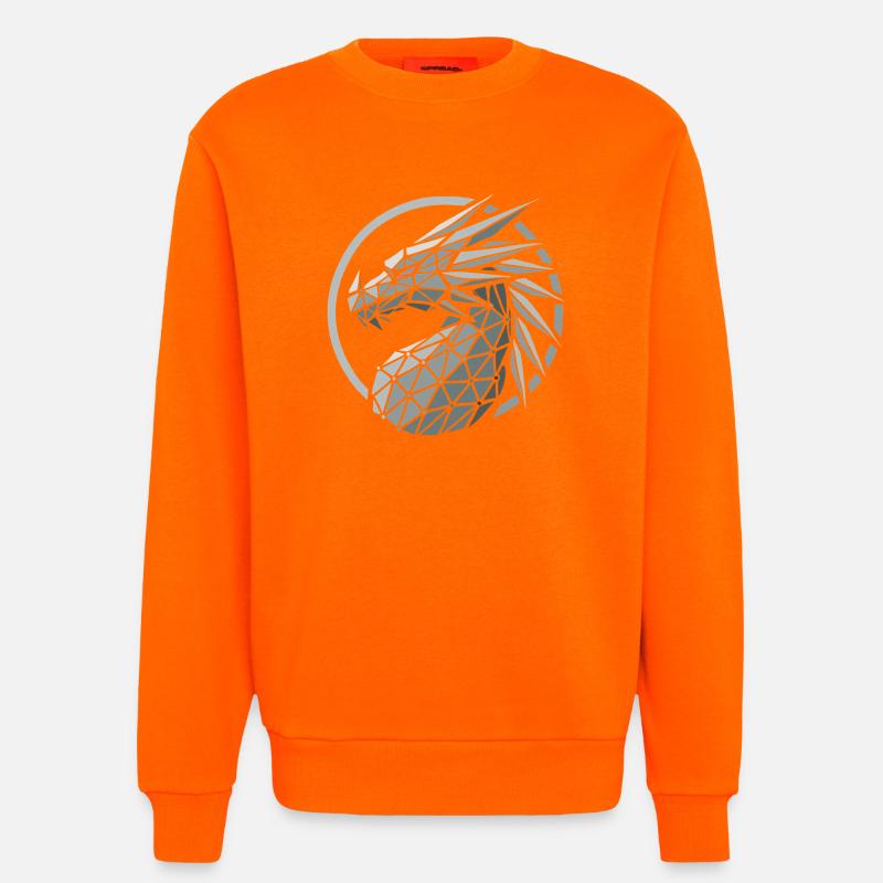 Blaue Polygone Drachenkopf - Sweatshirt - made by SPREAD - SUNSET ORANGE