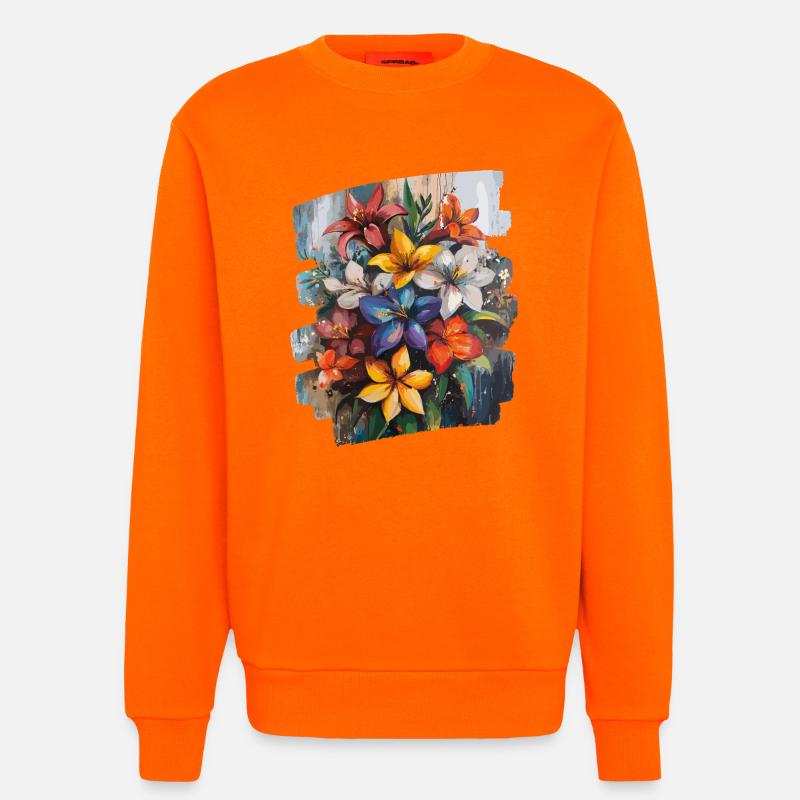 Spring Spring Beginning Flower Flowers - Sweatshirt - made by SPREAD  - SUNSET ORANGE
