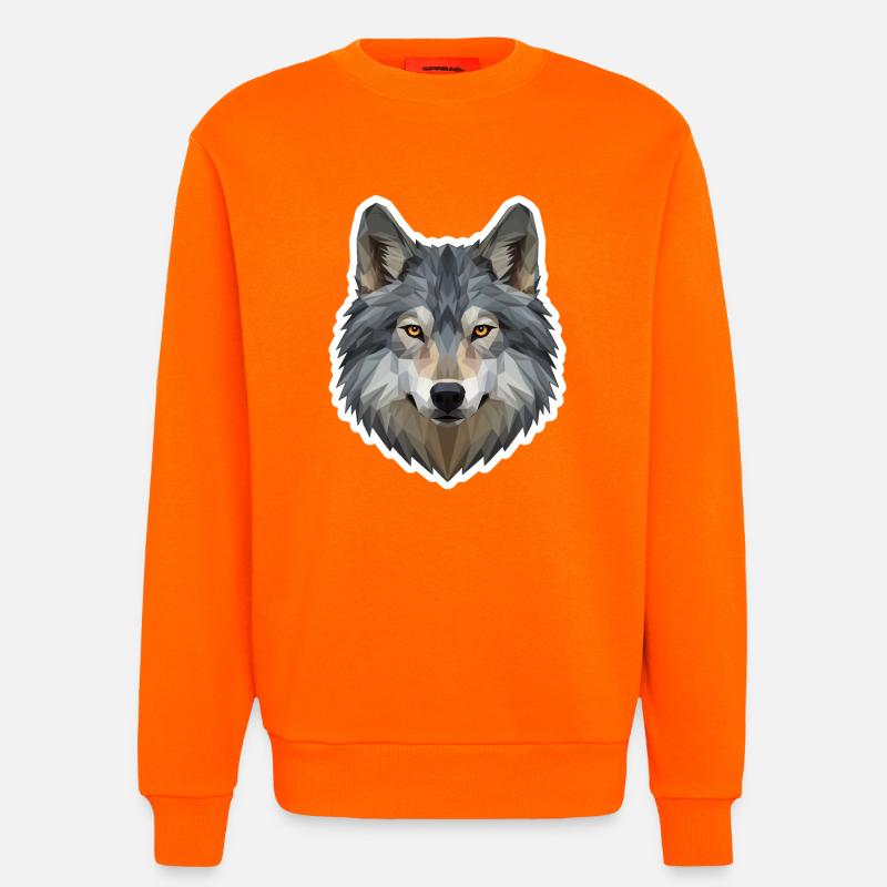 Geometric Wolf - Sweatshirt - made by SPREAD - SUNSET ORANGE
