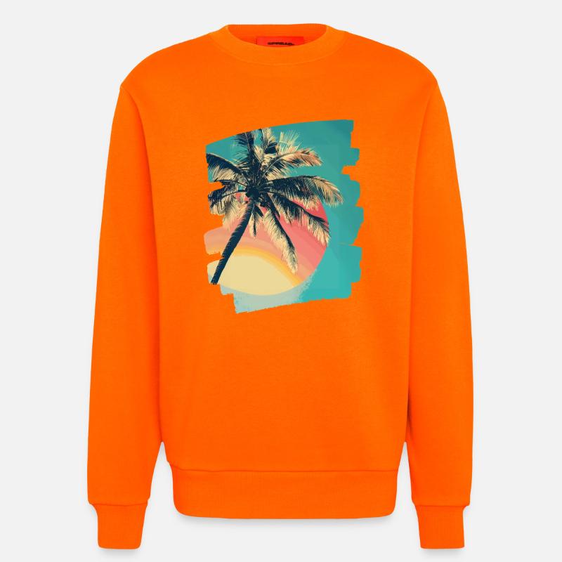Palm Tree Sunset Summer Sun - Sweatshirt - made by SPREAD  - SUNSET ORANGE
