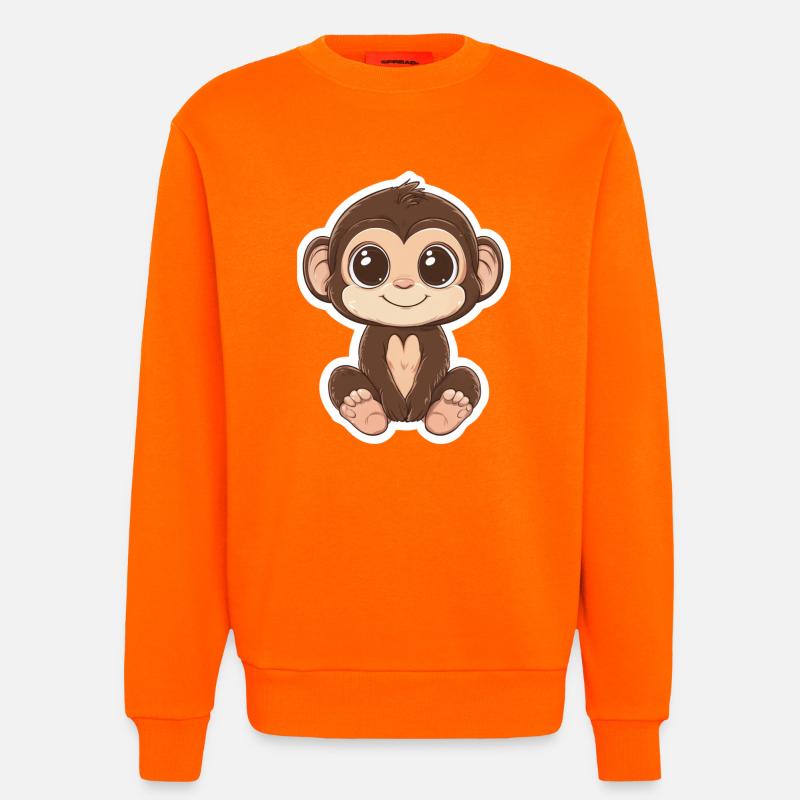 Affe Süsses Äffchen Geschenk für Affenfans - Sweatshirt - made by SPREAD - SUNSET ORANGE
