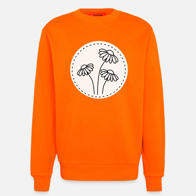 Gänseblümchen Line Art – Blumen Motiv Kreis - Sweatshirt - made by SPREAD  - SUNSET ORANGE