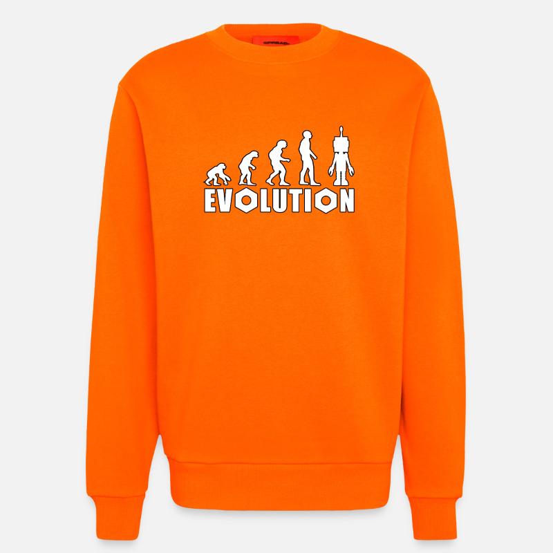 Evolution mit Roboterfigur Design - Sweatshirt - made by SPREAD  - SUNSET ORANGE