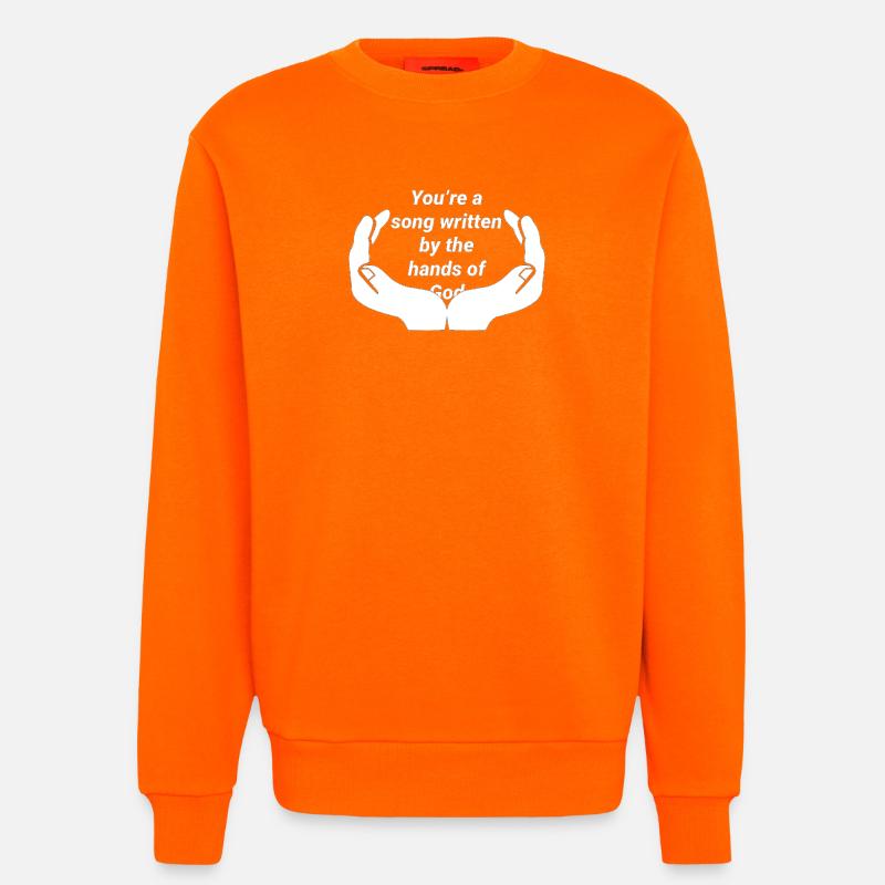 Conception de texte d'inspiration divine - Sweat bio décontracté fabriqué en UE - SUNSET ORANGE