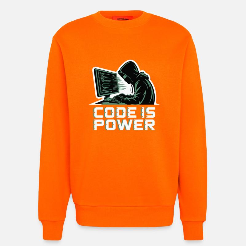 Cyber Hacker Code Infinity Design - Sweat bio décontracté fabriqué en UE - SUNSET ORANGE