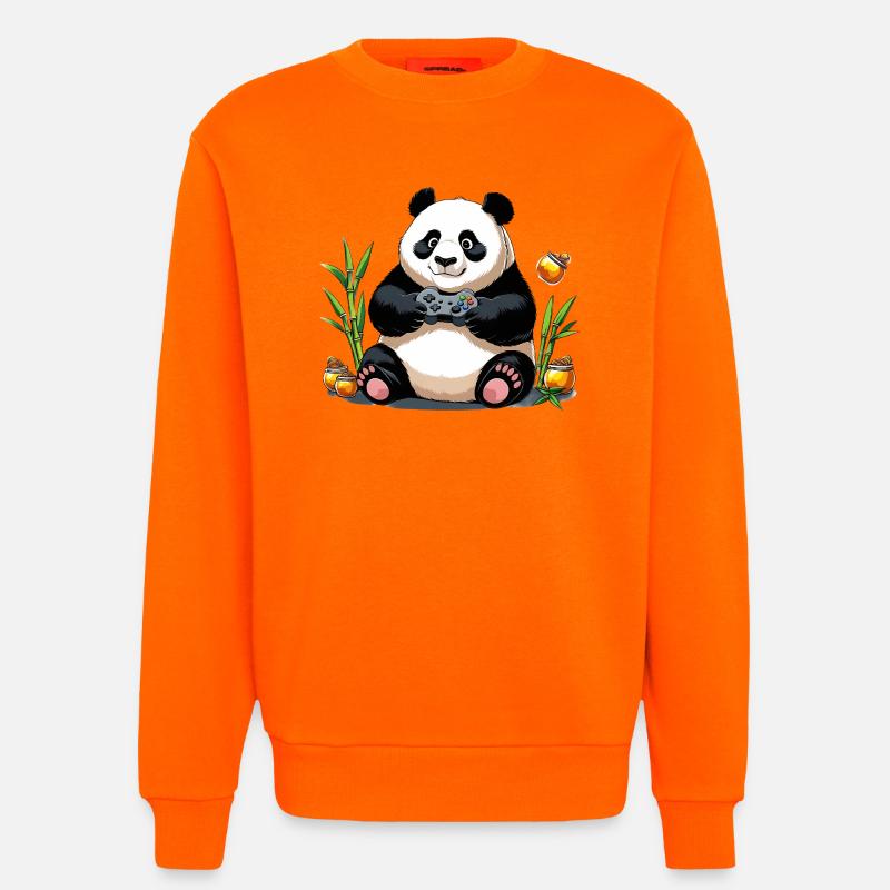 Chill Panda mit Gaming Controller - Sweatshirt - made by SPREAD  - SUNSET ORANGE