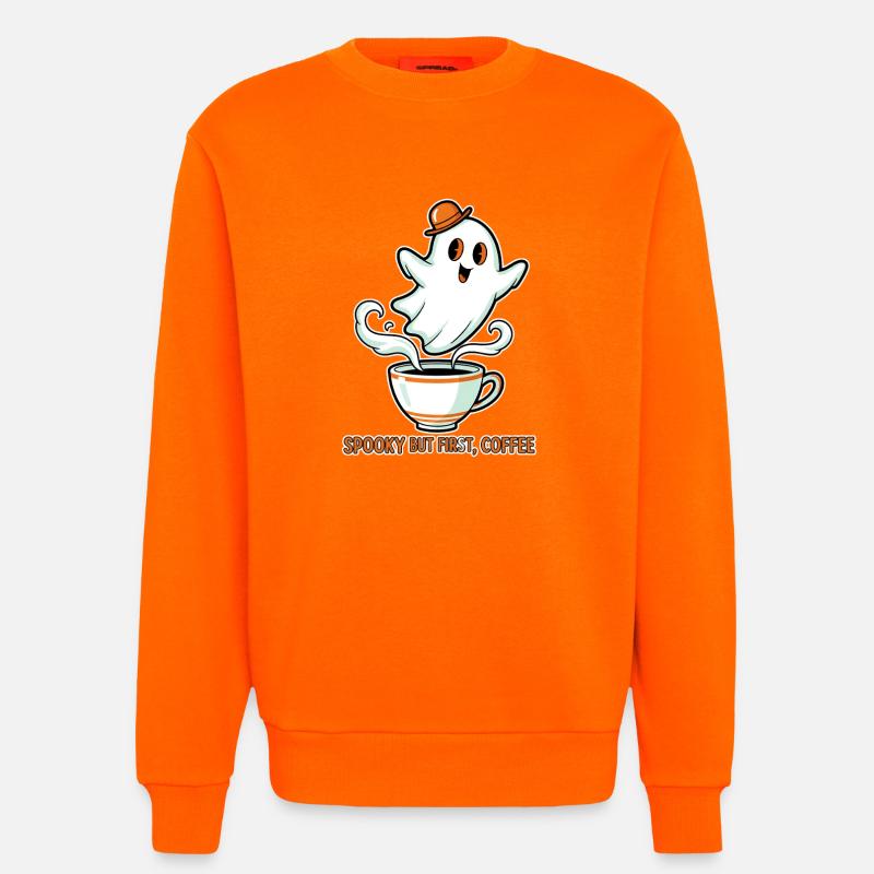 Spooky Ghost with Coffee - Sweatshirt - made by SPREAD - SUNSET ORANGE