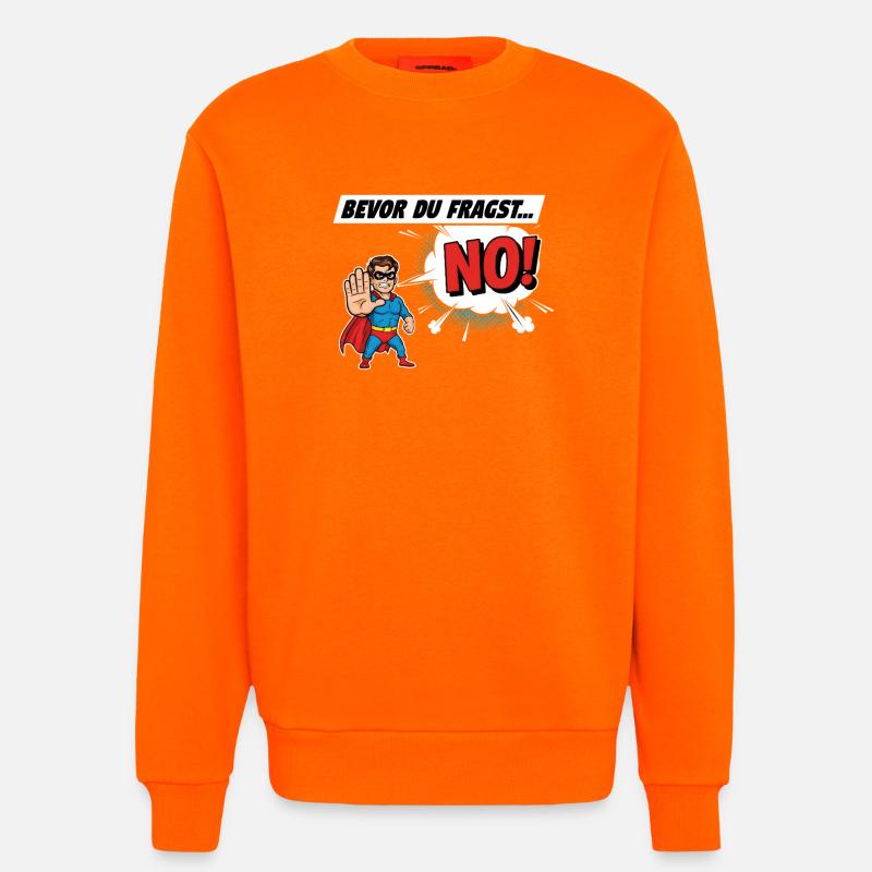 Superheldischer Warnhinweis Comic Design - Sweatshirt - made by SPREAD  - SUNSET ORANGE