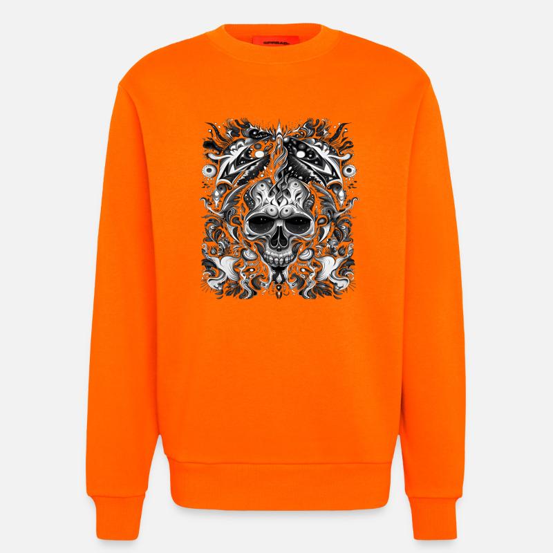 Dunkler Stammesschädel mit mystischen Elementen - Sweatshirt - made by SPREAD  - SUNSET ORANGE