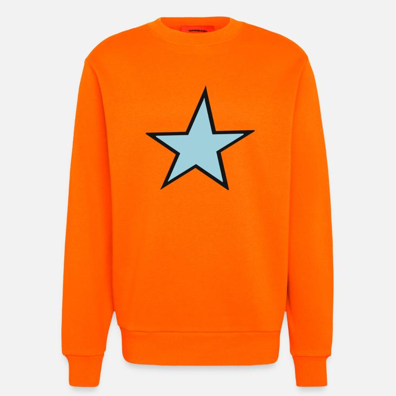 Heller blauer Stern mit schwarzem Rand - Sweatshirt - made by SPREAD - SUNSET ORANGE
