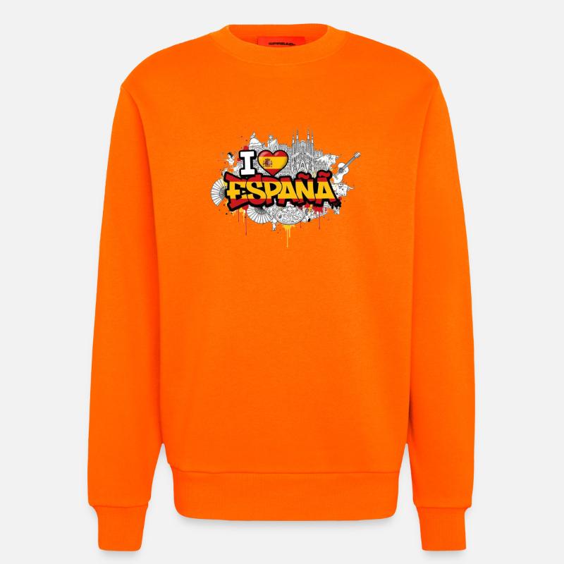 Lebendiges Graffiti Spanien Flagge Liebe Design - Sweatshirt - made by SPREAD  - SUNSET ORANGE