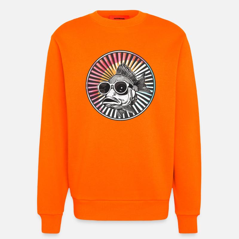 Fisch mit Sonnenbrille im Retro-Design - Sweatshirt - made by SPREAD - SUNSET ORANGE
