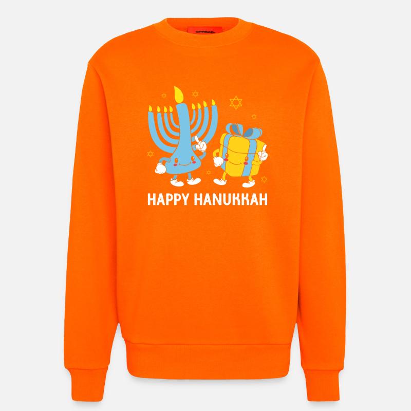 Hanoukka Hanoukka Hanoukka Gnome - Sweat bio décontracté fabriqué en UE - SUNSET ORANGE