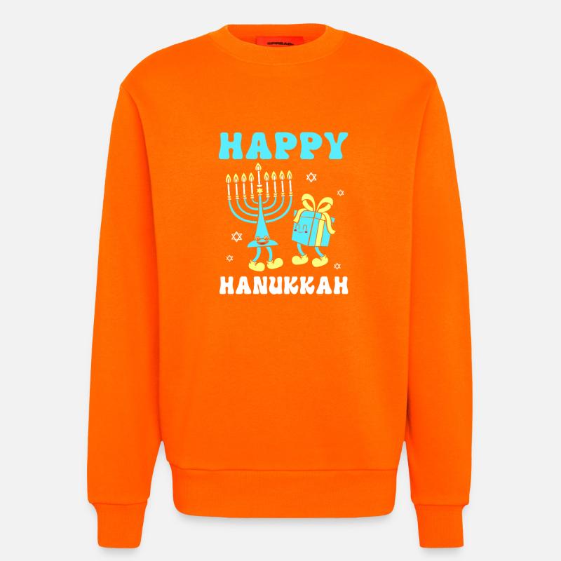 Hanoukka Hanoukka Hanoukka - Sweat bio décontracté fabriqué en UE - SUNSET ORANGE