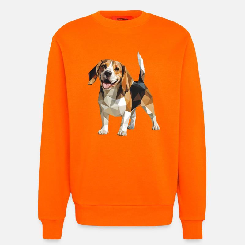 Beagle - Cooles Low Poly Logo - Sweatshirt - made by SPREAD - SUNSET ORANGE