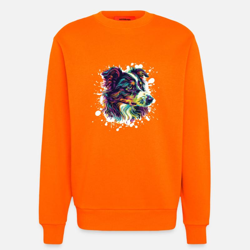 Farbexplosion Hundeporträt - Sweatshirt - made by SPREAD - SUNSET ORANGE
