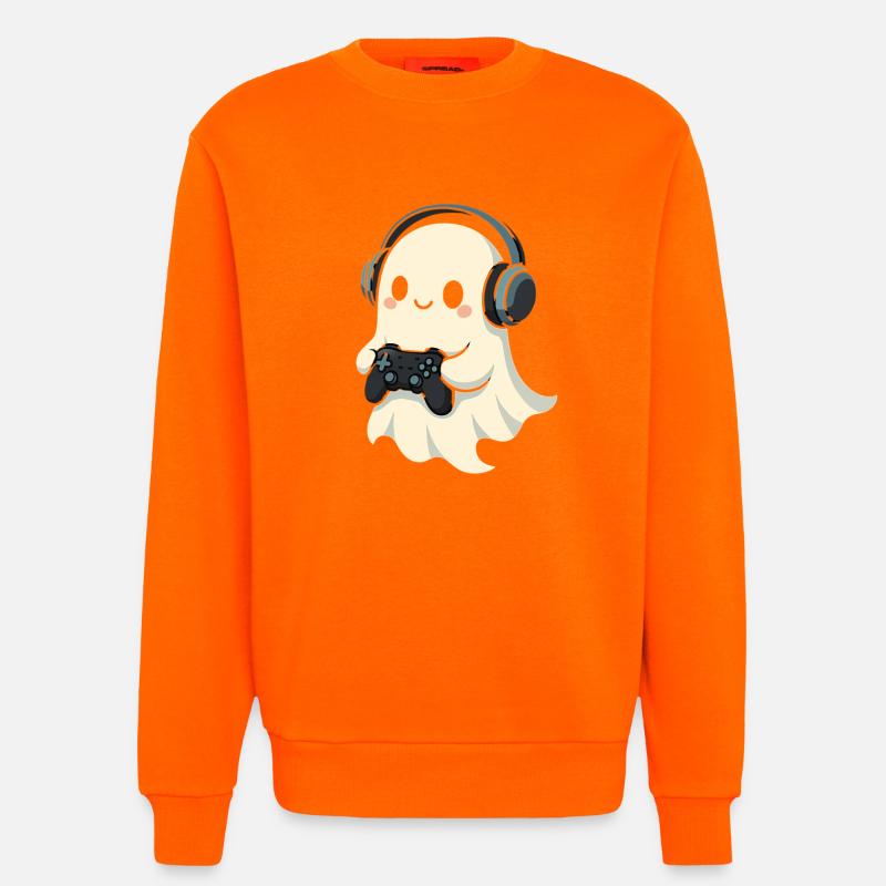 Ghost with Headphones Game Controller - Sweatshirt - made by SPREAD - SUNSET ORANGE