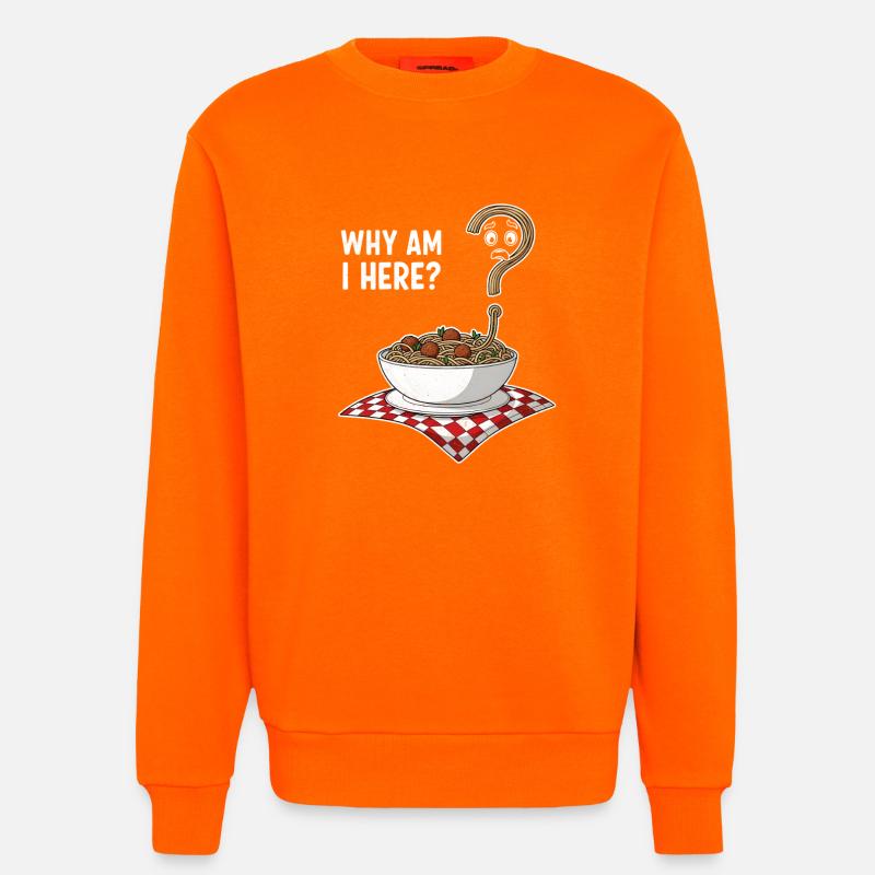 Warum bin ich hier Nudeln - Sweatshirt - made by SPREAD  - SUNSET ORANGE