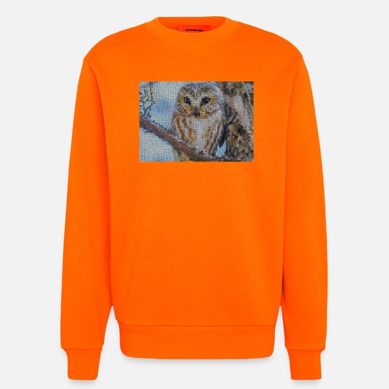 Nächtliche Eulen-Mosaik - Sweatshirt - made by SPREAD  - SUNSET ORANGE