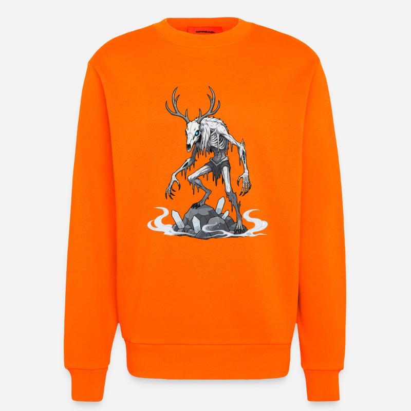 Wendigo Eisgeist Hirsch Skelett - Sweatshirt - made by SPREAD  - SUNSET ORANGE
