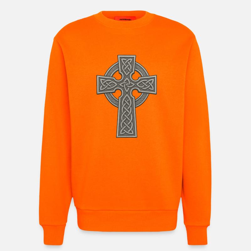 Celtic Cross with Knot Pattern - Sweatshirt - made by SPREAD - SUNSET ORANGE
