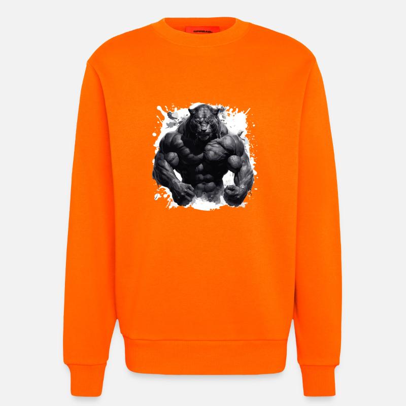 Leopard Muscles Bodybuilding Beast - Sweatshirt - made by SPREAD  - SUNSET ORANGE