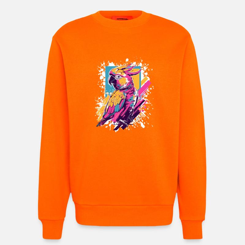 Neon Papagei Farbexplosion - Sweatshirt - made by SPREAD  - SUNSET ORANGE